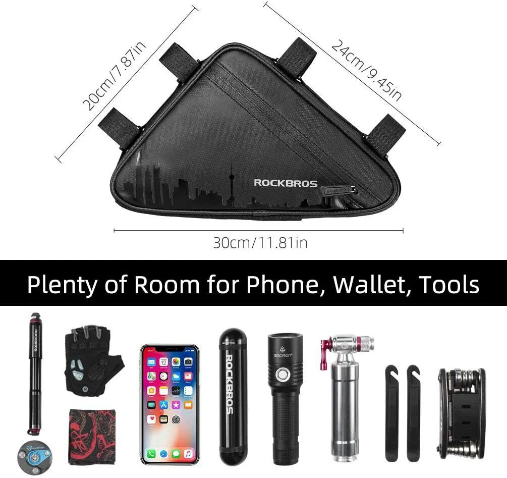 RockBros Triangle Frame Bag: 1.5L Storage with Side Pockets - Image 5