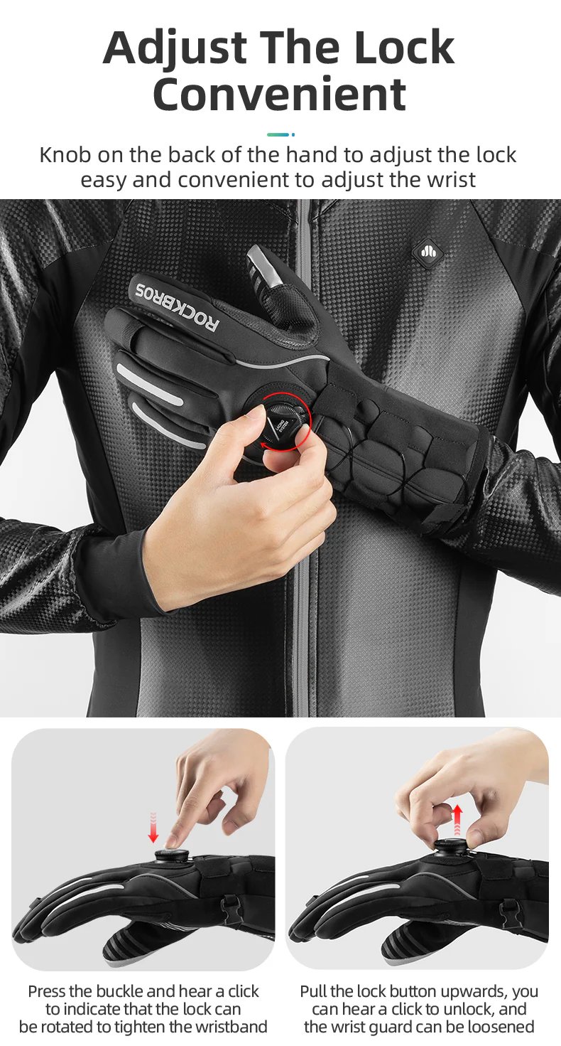 ROCKBROS Ski Cycling Gloves Winter Motorcycle Velvet Thermal Gloves Windproof Touch screen Gloves - Image 11