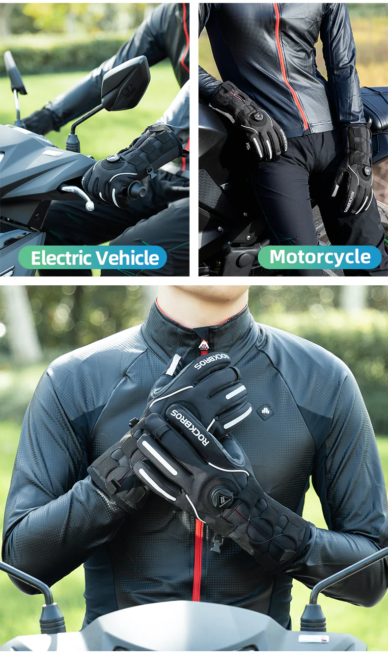 ROCKBROS Ski Cycling Gloves Winter Motorcycle Velvet Thermal Gloves Windproof Touch screen Gloves - Image 12