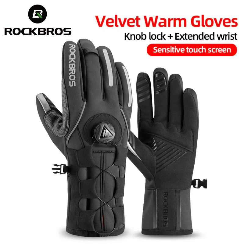 ROCKBROS Ski Cycling Gloves Winter Motorcycle Velvet Thermal Gloves Windproof Touch screen Gloves - Image 3