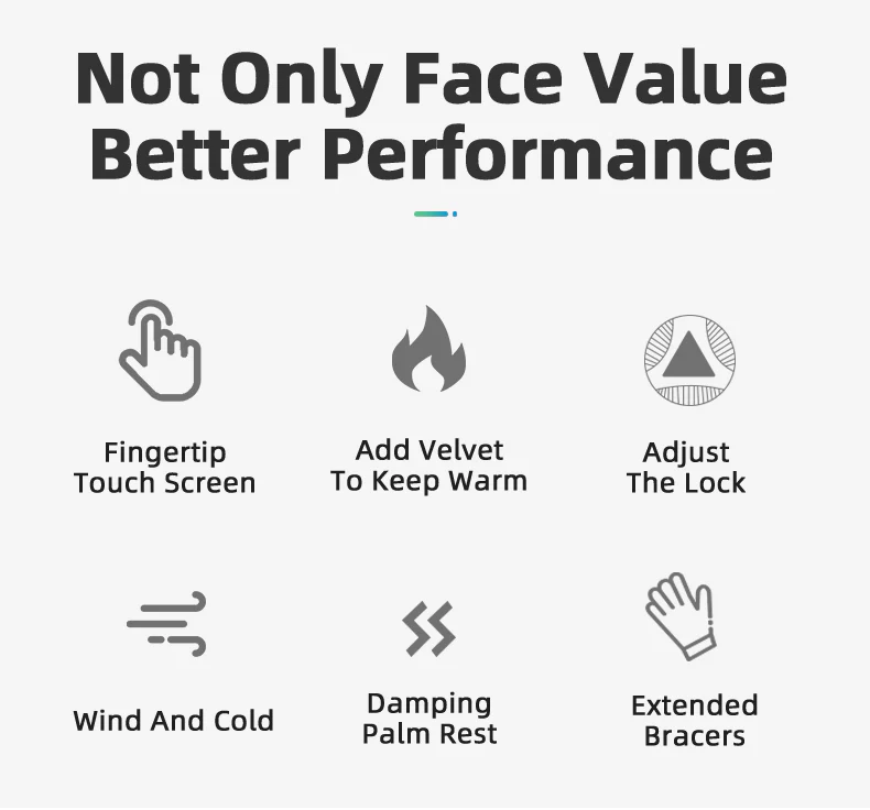 ROCKBROS Ski Cycling Gloves Winter Motorcycle Velvet Thermal Gloves Windproof Touch screen Gloves - Image 8