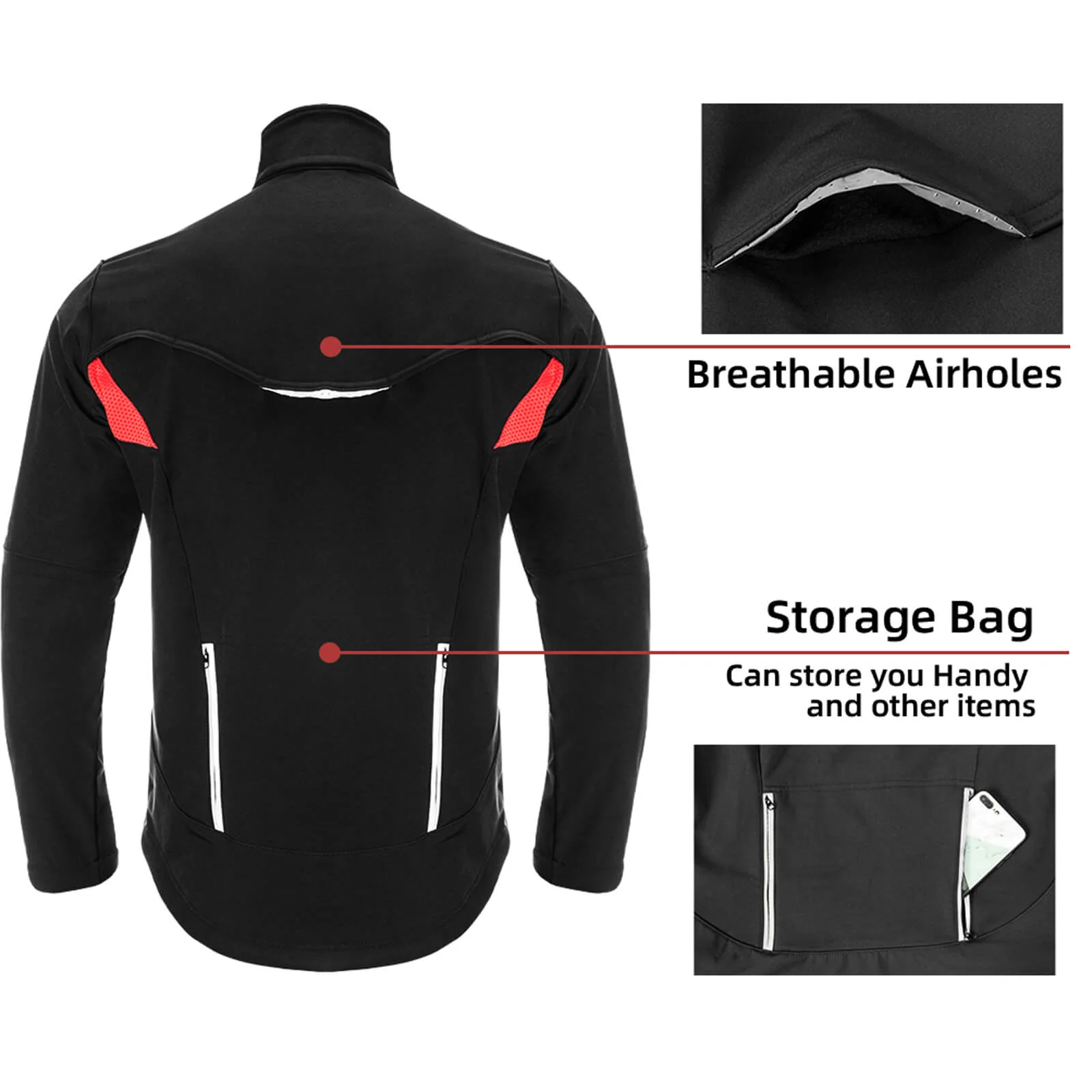 ROCKBROS European Size Men Winter Cycling Jacket Fleece Thermal Warm Windproof Water-Resistant - Image 4