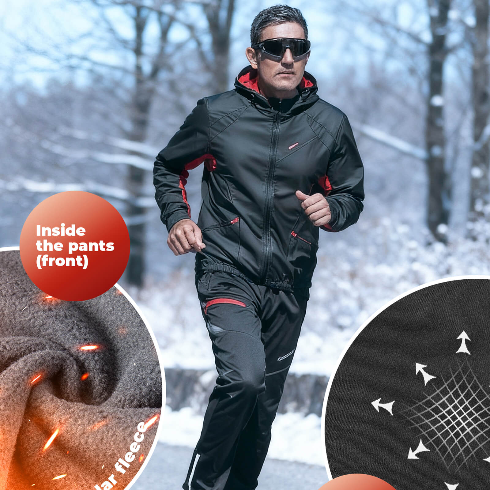 ROCKBROS European Size Men Winter Cycling Jacket Fleece Thermal Warm Windproof Water-Resistant - Image 6