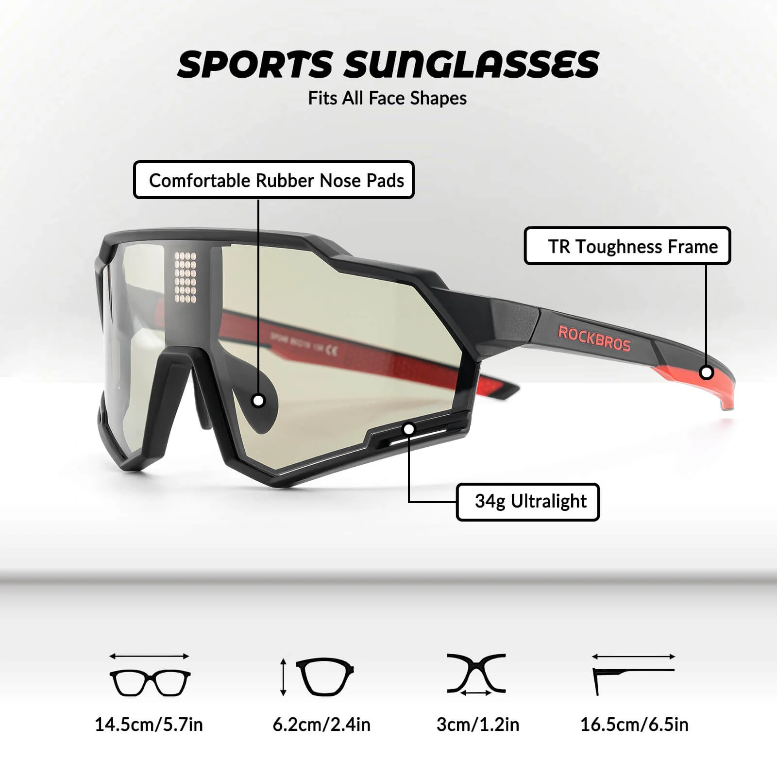 ROCKBROS Cycling Photochromic Electronic Colour Changing Sunglasses Clear - Image 5