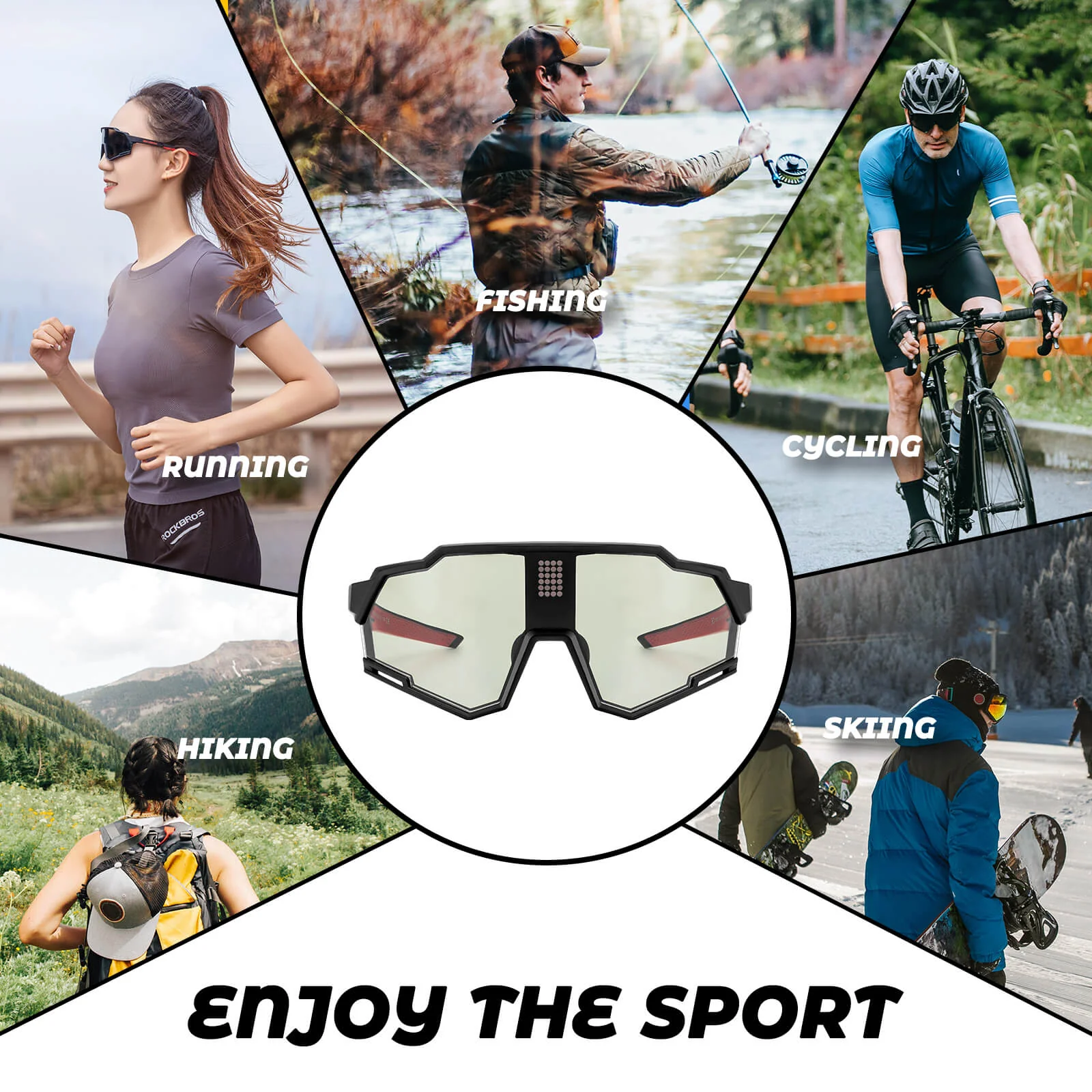 ROCKBROS Cycling Photochromic Electronic Colour Changing Sunglasses Clear - Image 8