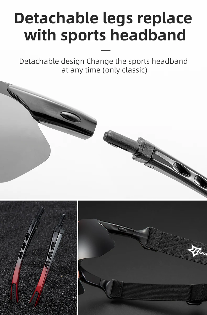 ROCKBROS Photochromic Cycling Sunglasses Hiking Fishing Golf Sports Glasses Half Frame UV400 - Image 4