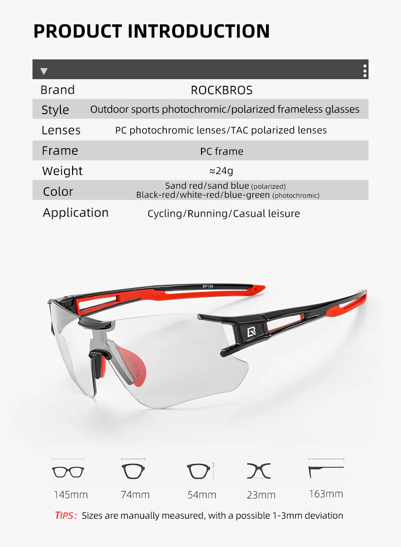 ROCKBROS Photochromic Cycling Sunglasses Frameless UV400 Golf Fishing Sports Glasses - Image 10