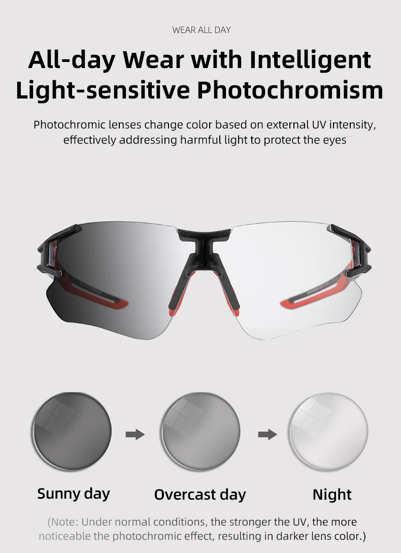 ROCKBROS Photochromic Cycling Sunglasses Frameless UV400 Golf Fishing Sports Glasses - Image 11