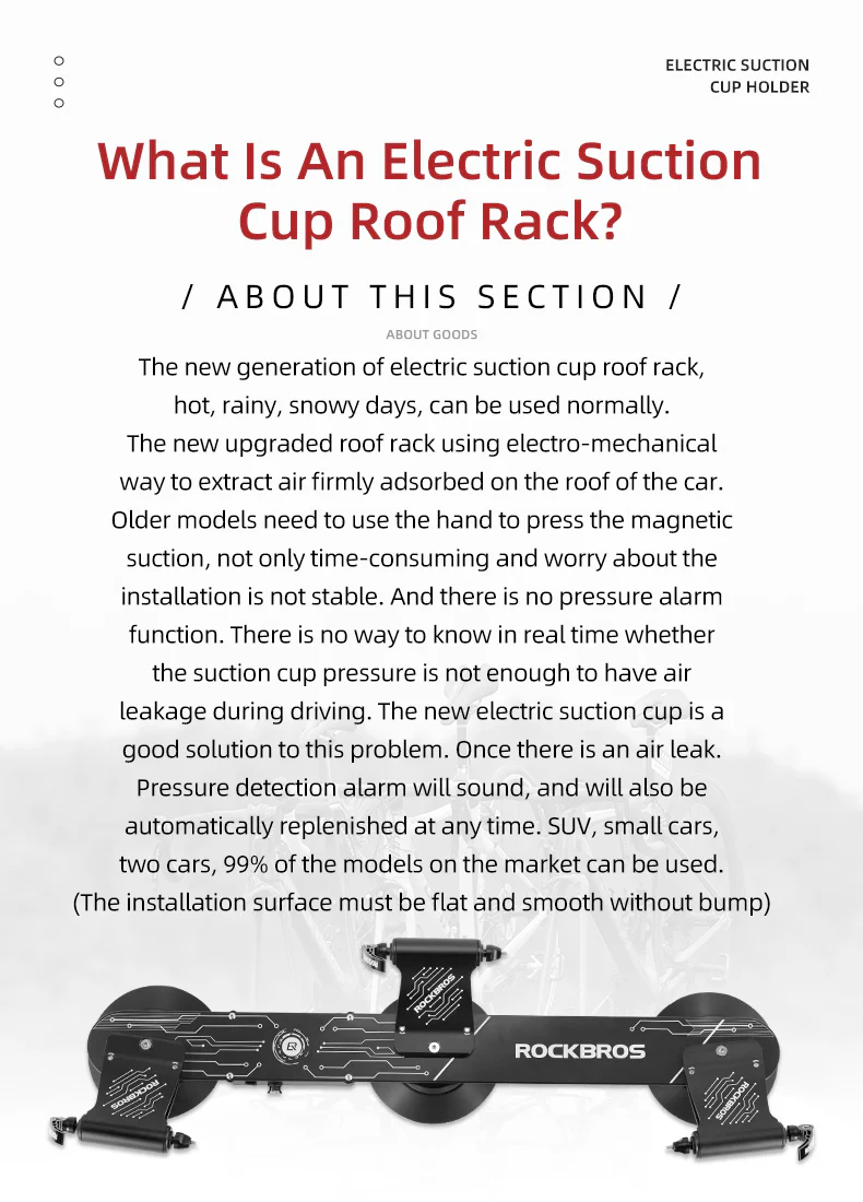 ROCKBROS Electric Suction Cup Roof Rack for 1-3 Bikes - Image 13