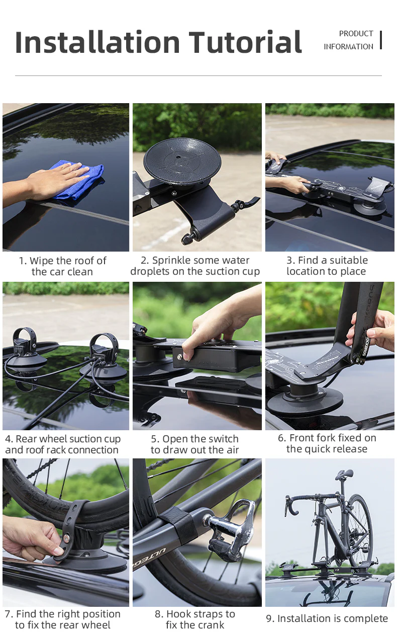 ROCKBROS Electric Suction Cup Roof Rack for 1-3 Bikes - Image 21