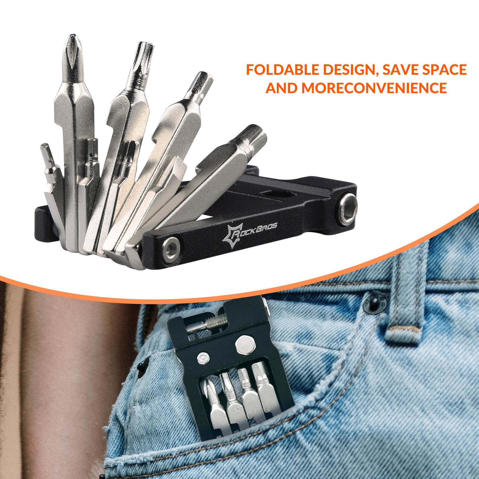 ROCKBROS Foldable Bicycle Multi-Tool Set - Stainless Steel - Image 4