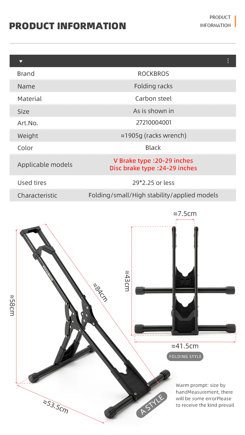 ROCKBROS Carbon Steel Folding Bike Stand - Image 14