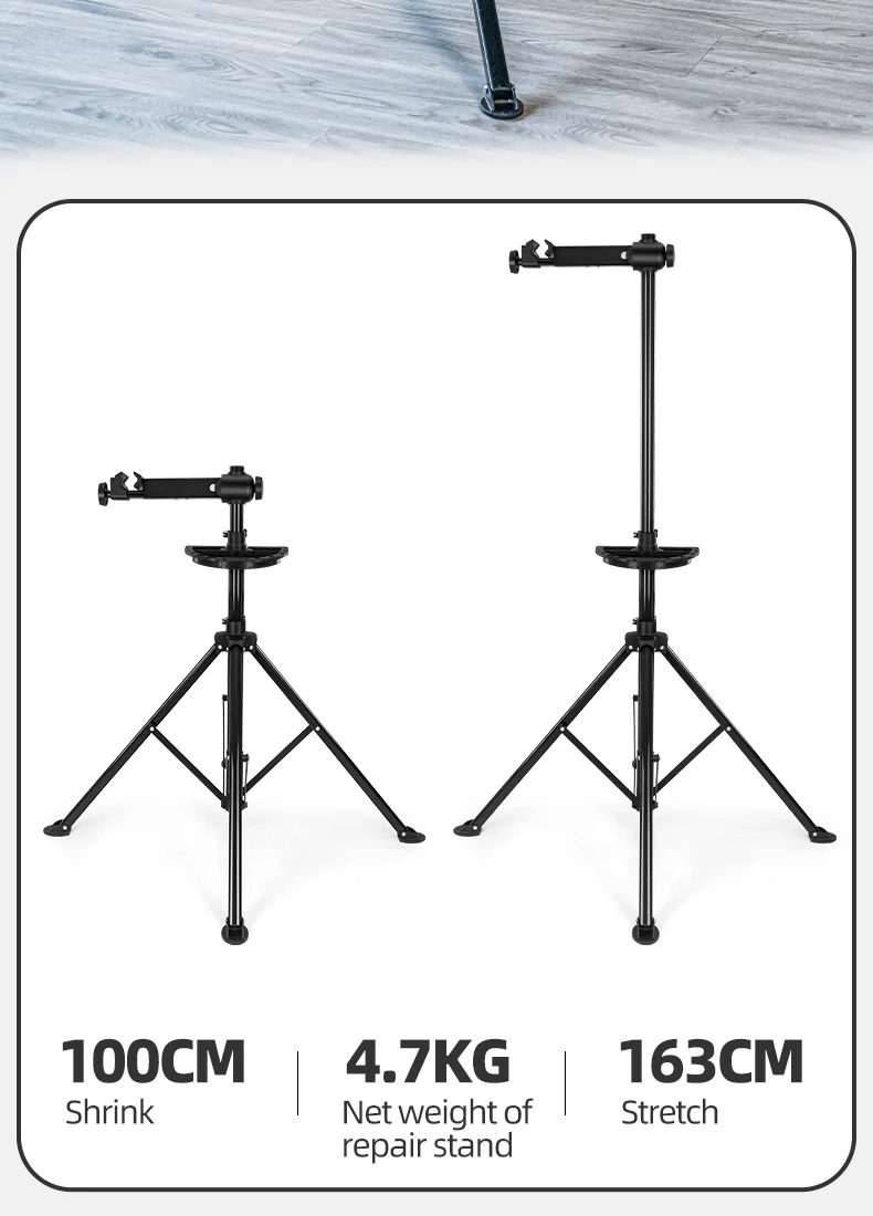 ROCKBROS Foldable Bike Repair Stand With Tool Tray Bicycle Mechanic Work Stand - Image 12