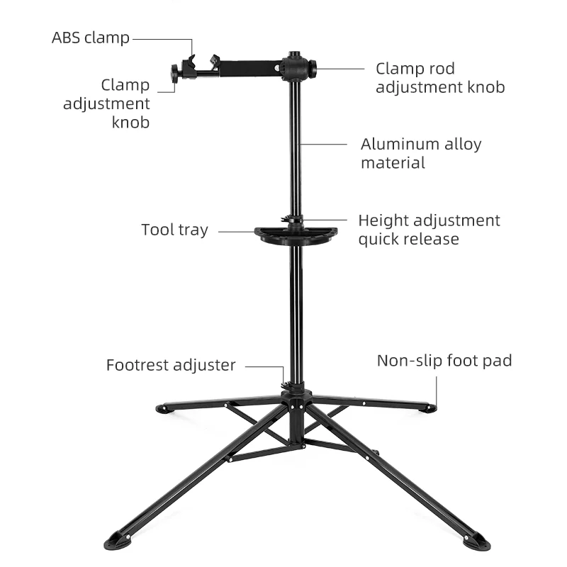ROCKBROS Foldable Bike Repair Stand With Tool Tray Bicycle Mechanic Work Stand - Image 4