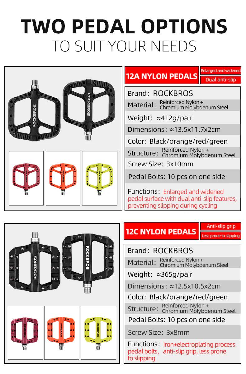 ROCKBROS Extra Large Bike Pedals in Various Colours (Pair) - Image 12