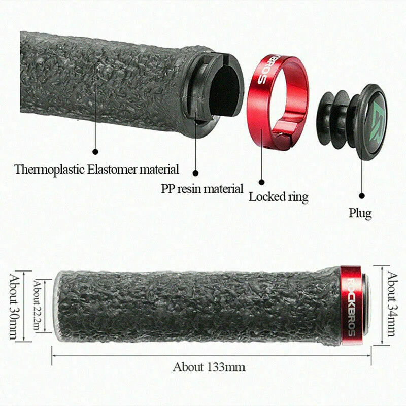 RockBros Mountain Road Bike Grips Bicycle Handlebar Grips Double Lock-on 2.22cm - Image 5