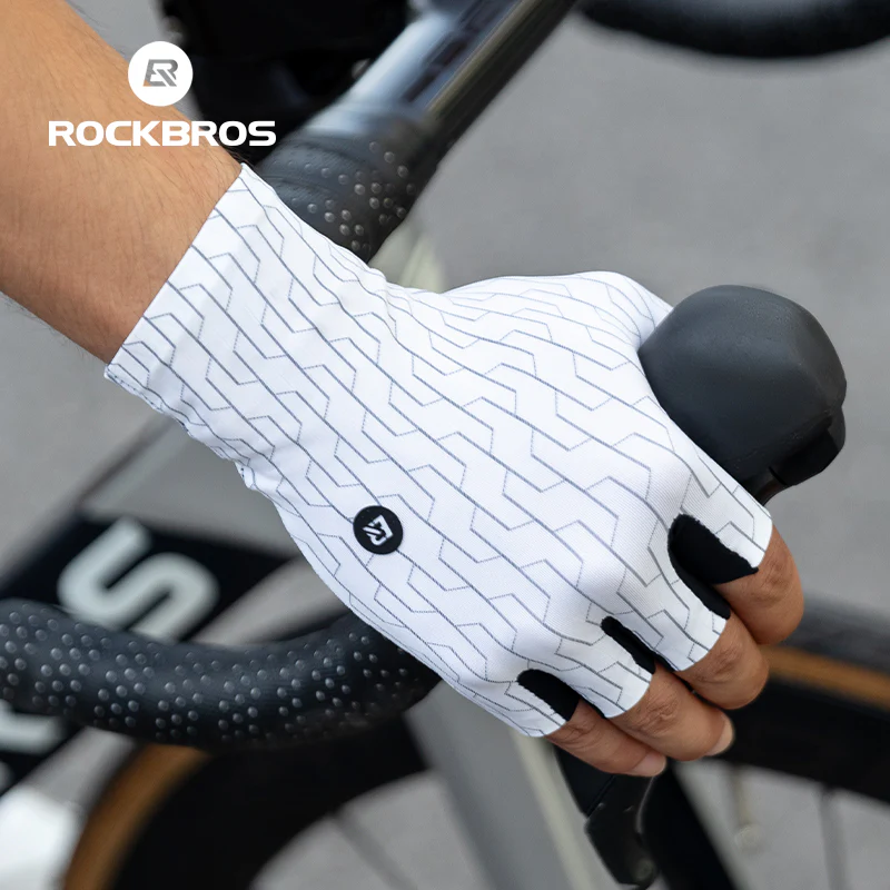 ROCKBROS Mountain Road Cycling Fingerless Gloves Shockproof Breathable Non-Slip - Image 11