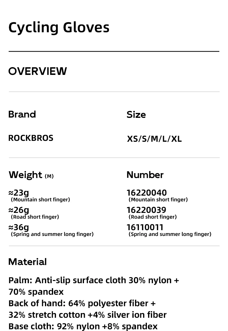 ROCKBROS Mountain Road Cycling Fingerless Gloves Shockproof Breathable Non-Slip - Image 12