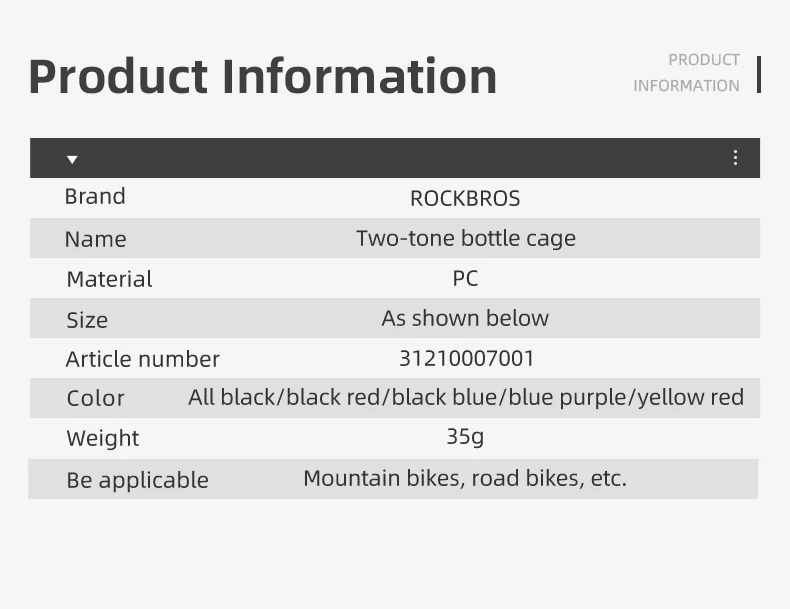 ROCKBROS MTB Bike Bottle Cage Cycling Bicycle Water Bottle Holder Gradient PC - Image 11