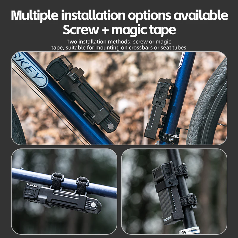ROCKBROS MTB Road Bike Lock Key Folding Lock E-Bike Motorcycle Steel Lock Portable Antirust Anti-theft - Image 14