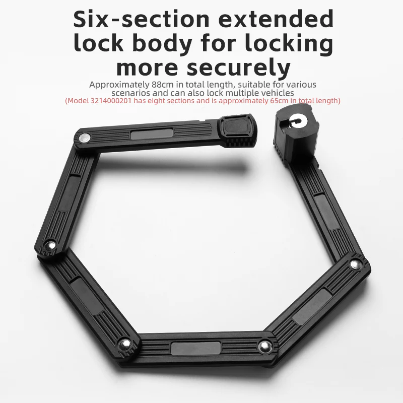 ROCKBROS MTB Road Bike Lock Key Folding Lock E-Bike Motorcycle Steel Lock Portable Antirust Anti-theft - Image 6