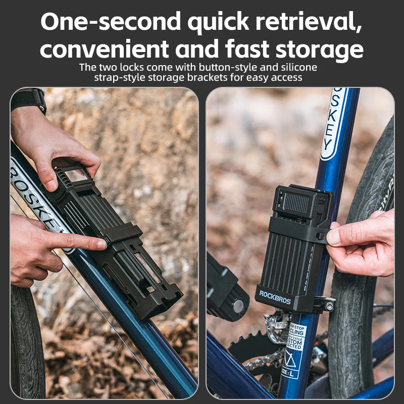 ROCKBROS MTB Road Bike Lock Key Folding Lock E-Bike Motorcycle Steel Lock Portable Antirust Anti-theft - Image 8