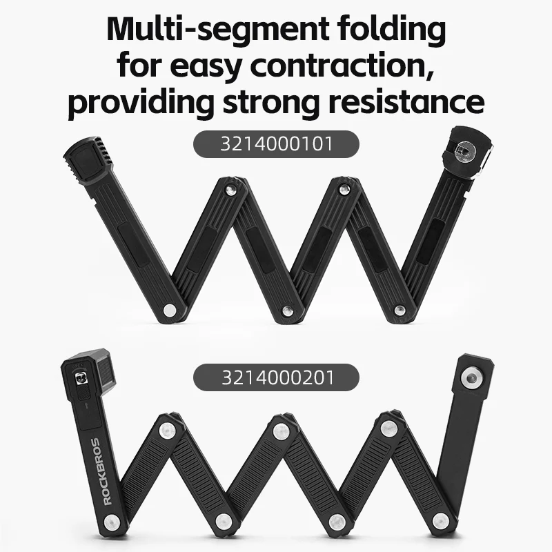 ROCKBROS MTB Road Bike Lock Key Folding Lock E-Bike Motorcycle Steel Lock Portable Antirust Anti-theft - Image 9