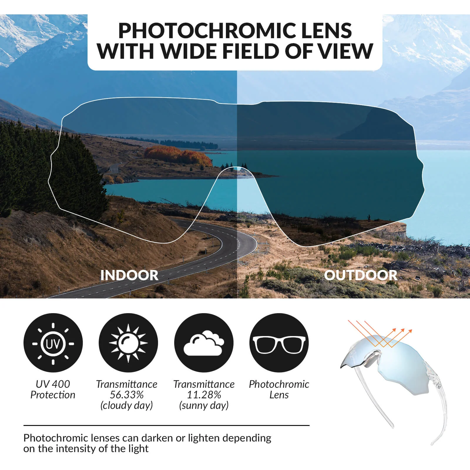 ROCKBROS Photochromic Cycling Glasses UV400 Protection TR90 Frame - Image 16