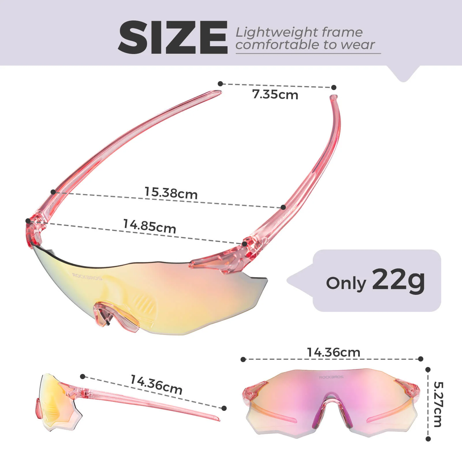 ROCKBROS Photochromic Cycling Glasses UV400 Protection TR90 Frame - Image 17