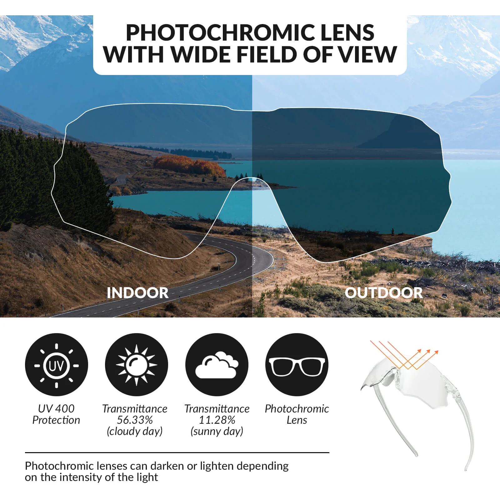 ROCKBROS Photochromic Cycling Glasses UV400 Protection TR90 Frame - Image 23