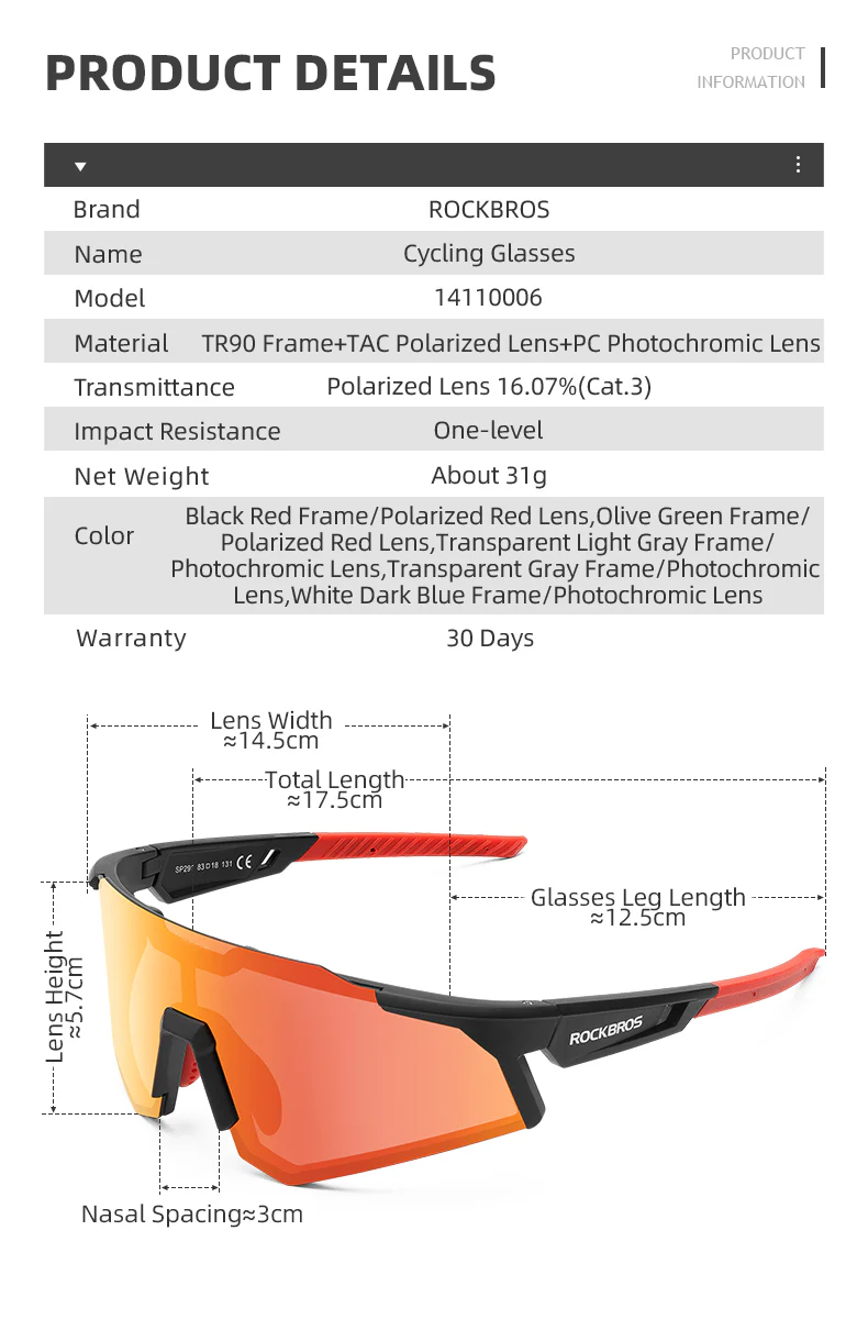 ROCKBROS Photochromic Goggle Cycling Sunglasses Sport Road Mountain Bike Glasses - Image 18