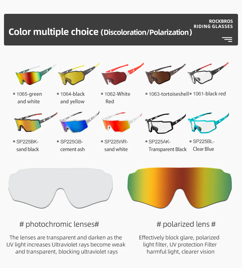 ROCKBROS Full Frame Photochromic Cycling Sunglasses with UV400 Protection - Image 3