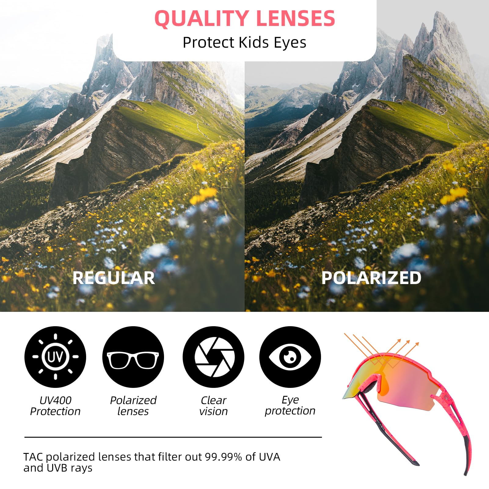 ROCKBROS Polarized Youth Kids UV400 Cycling Sports Sunglasses for Boys Girls Age 8-14 - Image 12