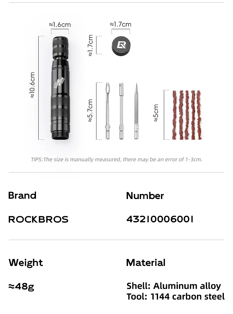 ROCKBROS Portable Bicycle Bike Tire Repair Patch Tool Aluminum Alloy Compact - Image 12