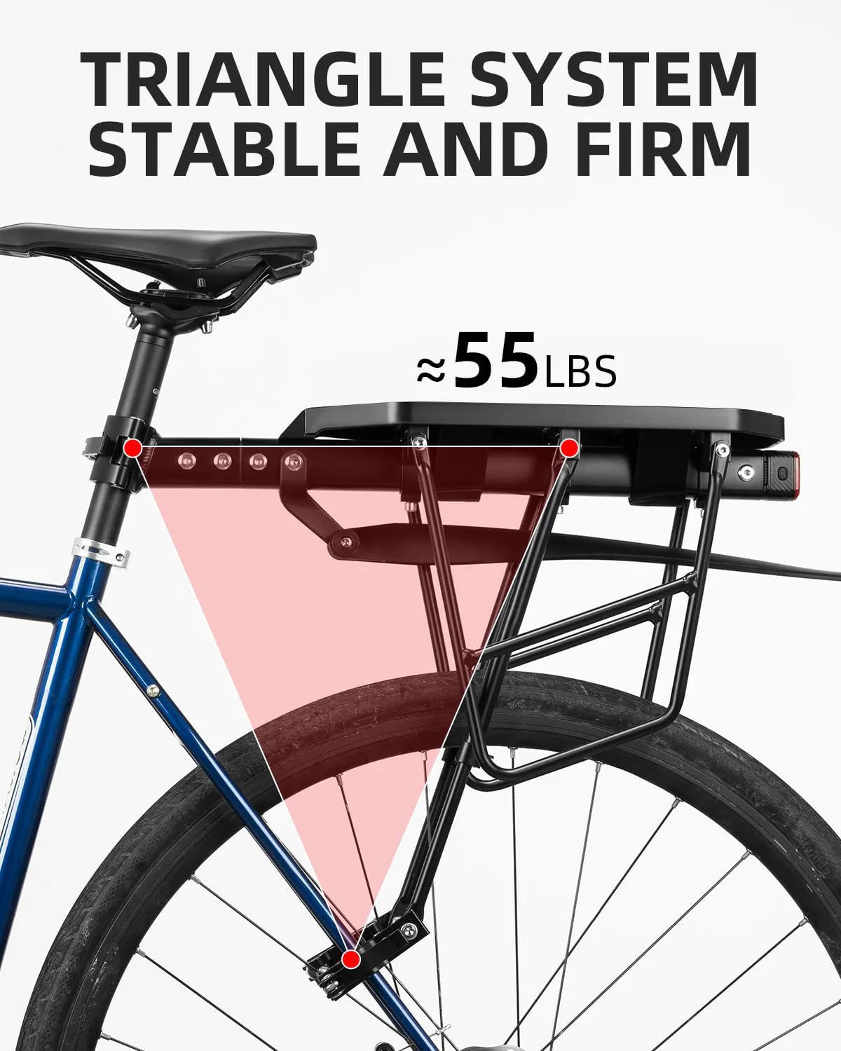 Rear Bike Cargo Rack with Fender Adjustable Fits 26"-29" Bikes - Image 4