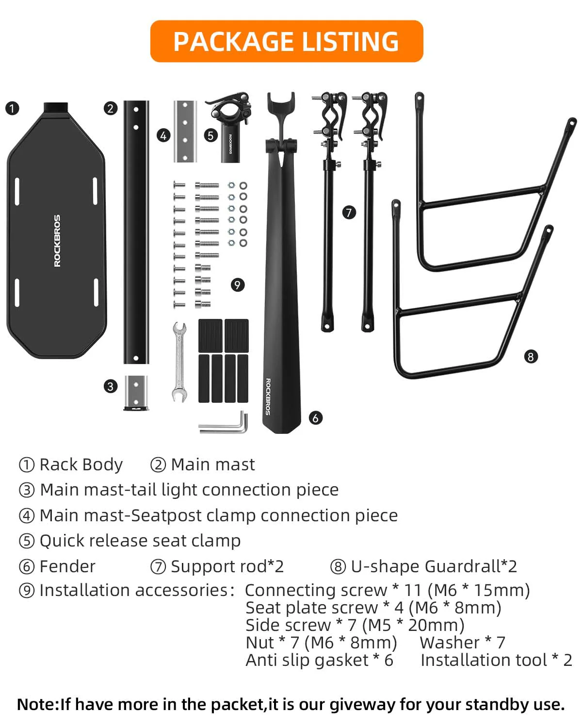 Rear Bike Cargo Rack with Fender Adjustable Fits 26"-29" Bikes - Image 6