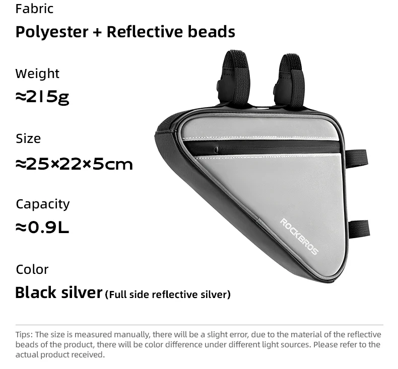 ROCKBROS Reflective Bike Frame Cycling Triangle Bag 0.9L - Image 8