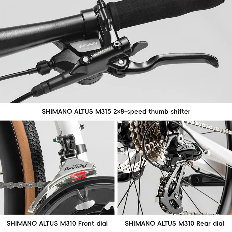 ROCKBROS RIDA-P2E 700C Road Bike Flat Handlebar 8 Speed Aluminum Alloy - Image 3