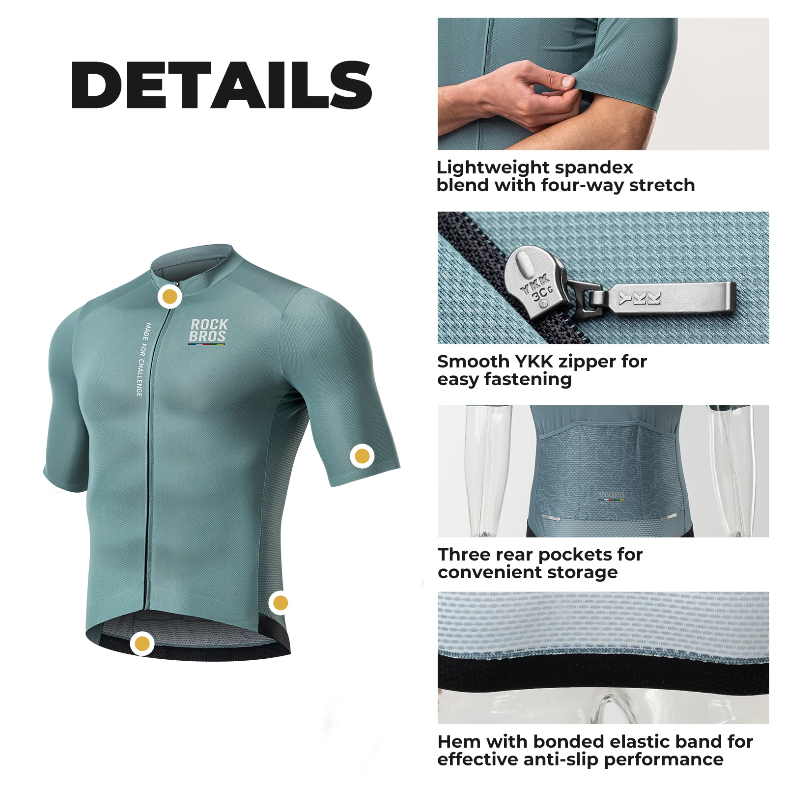 【ROAD TO SKY】 Men Cycling T-shirt Summer Sports Wear Tops YKK Zipper - Image 4