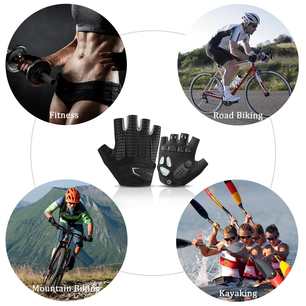 Rockbros-half finger gloves with Gel Liquid Silicone & SBR palm pad - Image 3
