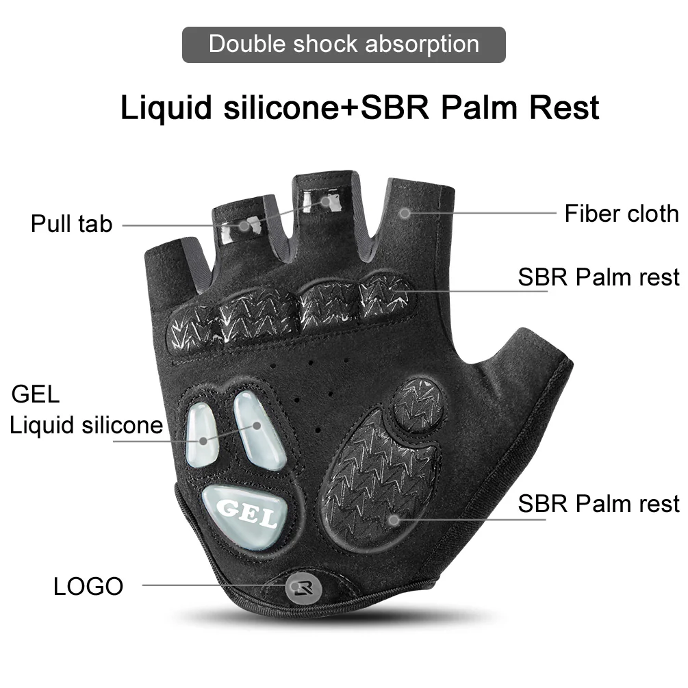 Rockbros-half finger gloves with Gel Liquid Silicone & SBR palm pad - Image 5