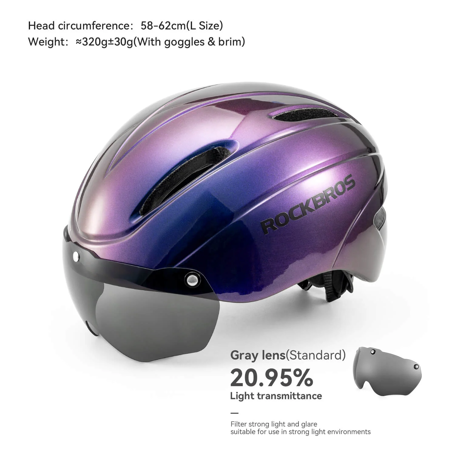 ROCKBROS Ultralight Magnetic Goggles Rear Light Cycling Helmet - Image 10