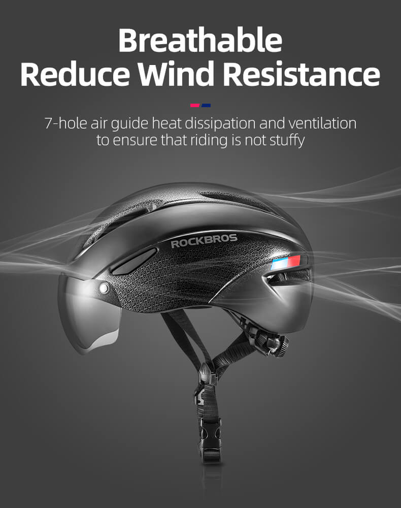 ROCKBROS Ultralight Magnetic Goggles Rear Light Cycling Helmet - Image 12