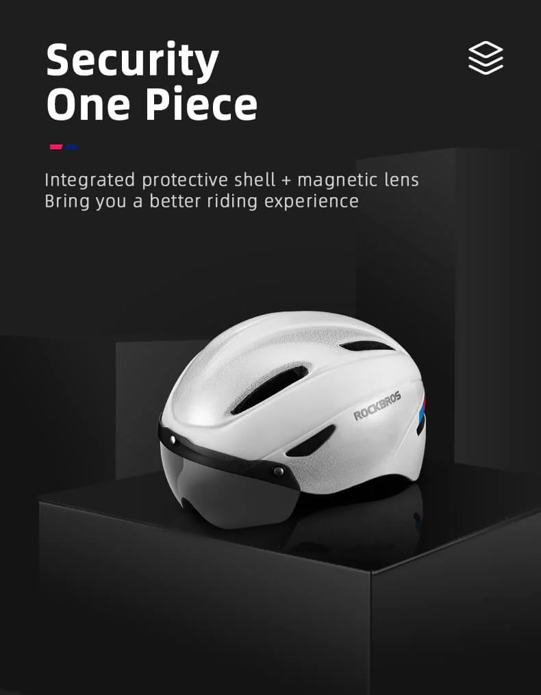 ROCKBROS Ultralight Magnetic Goggles Rear Light Cycling Helmet - Image 13