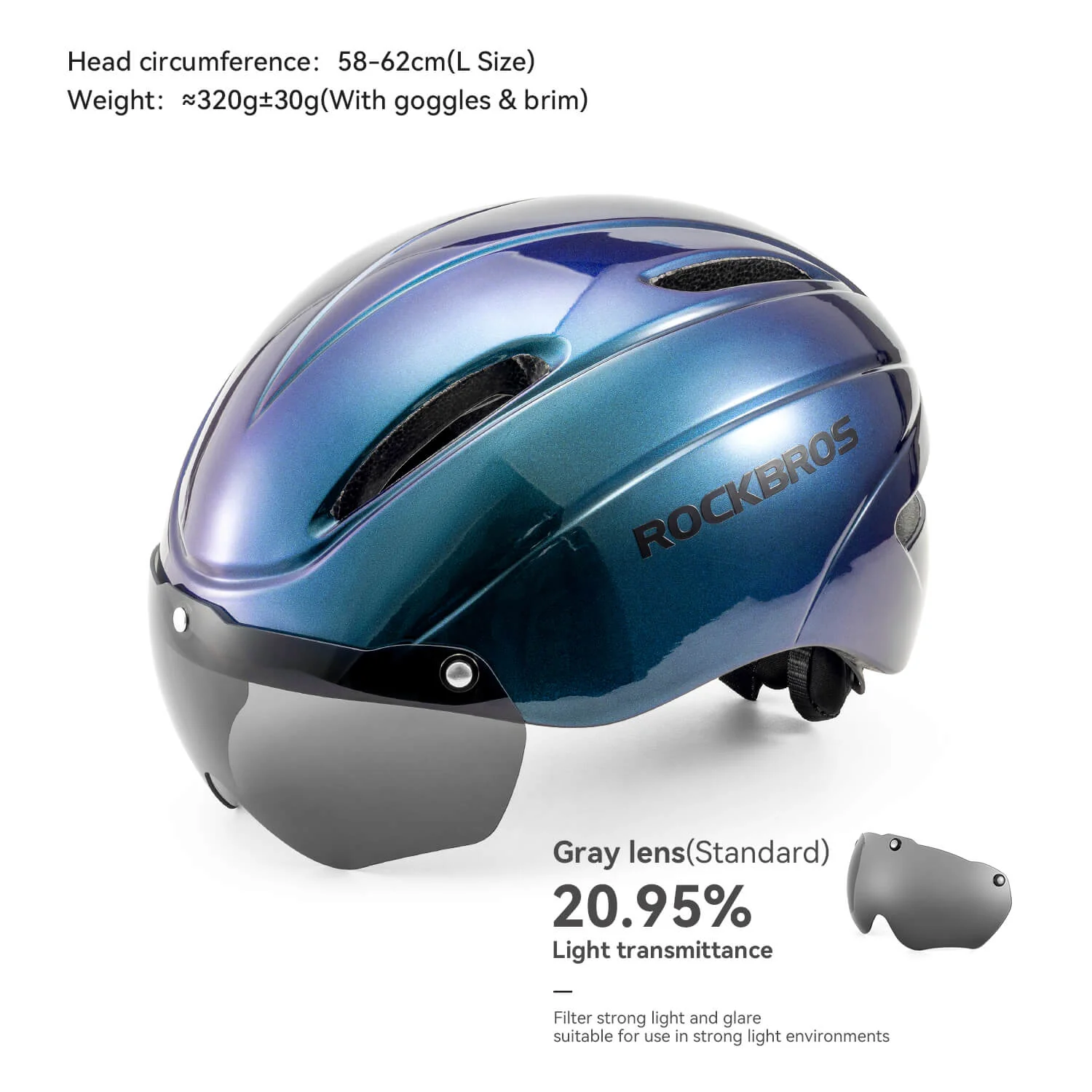 ROCKBROS Ultralight Magnetic Goggles Rear Light Cycling Helmet - Image 4
