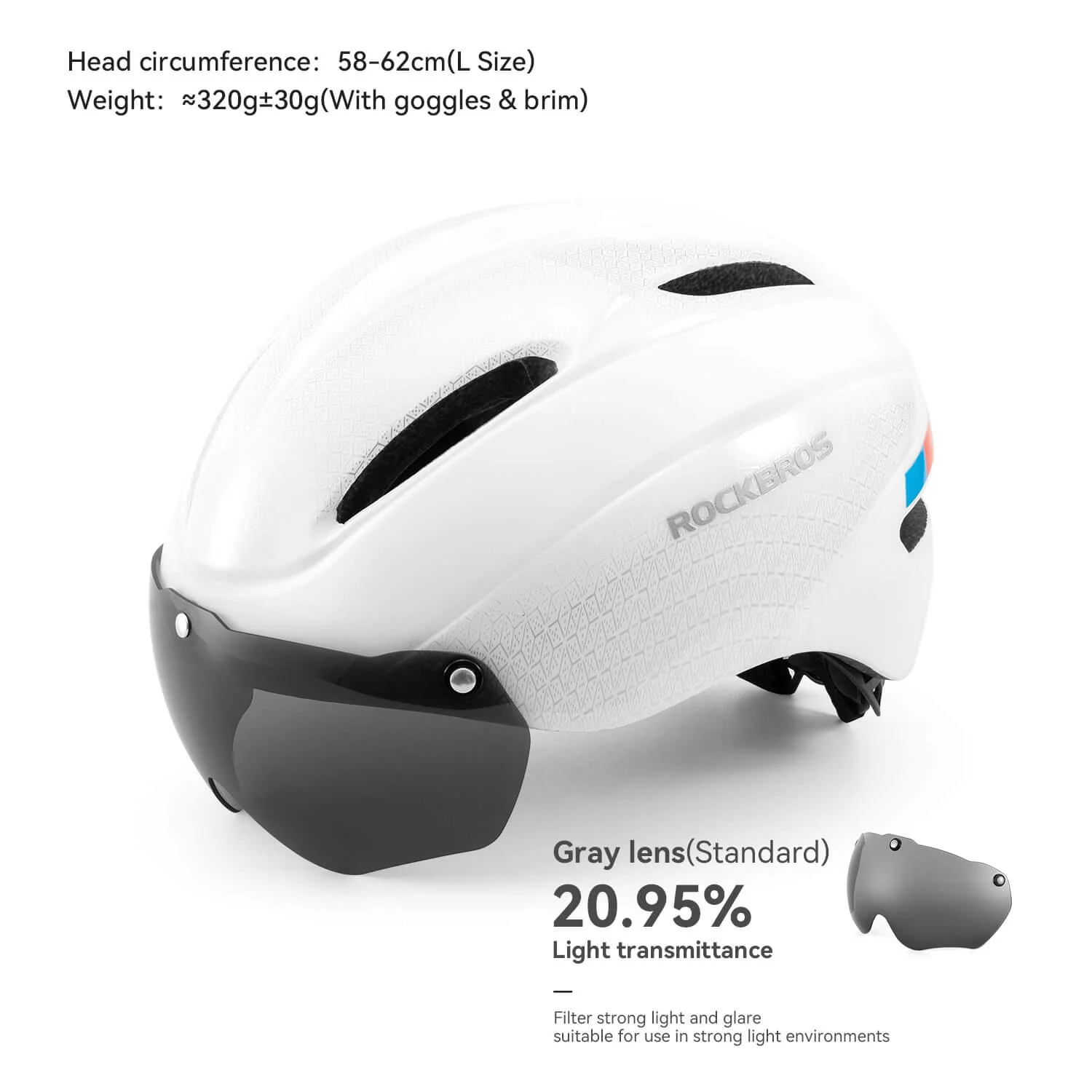 ROCKBROS Ultralight Magnetic Goggles Rear Light Cycling Helmet - Image 6