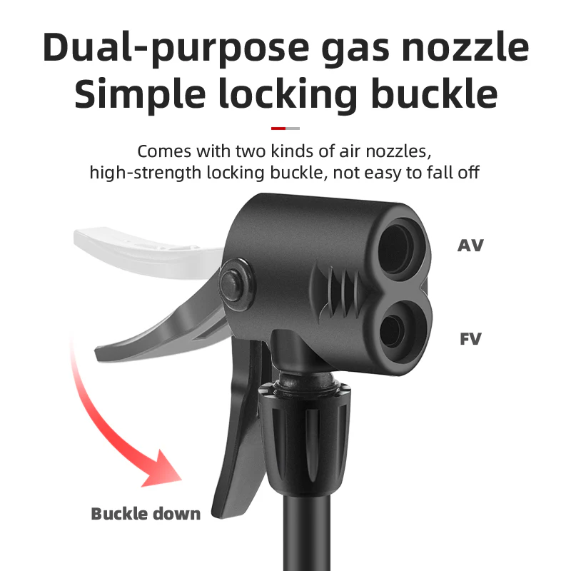 ROCKBROS Universal Pump 80PSI Aluminum Alloy Air Inflator Foot Bike Pump Gauge - Image 5