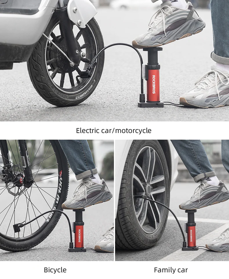 ROCKBROS Universal Pump 80PSI Aluminum Alloy Air Inflator Foot Bike Pump Gauge - Image 7