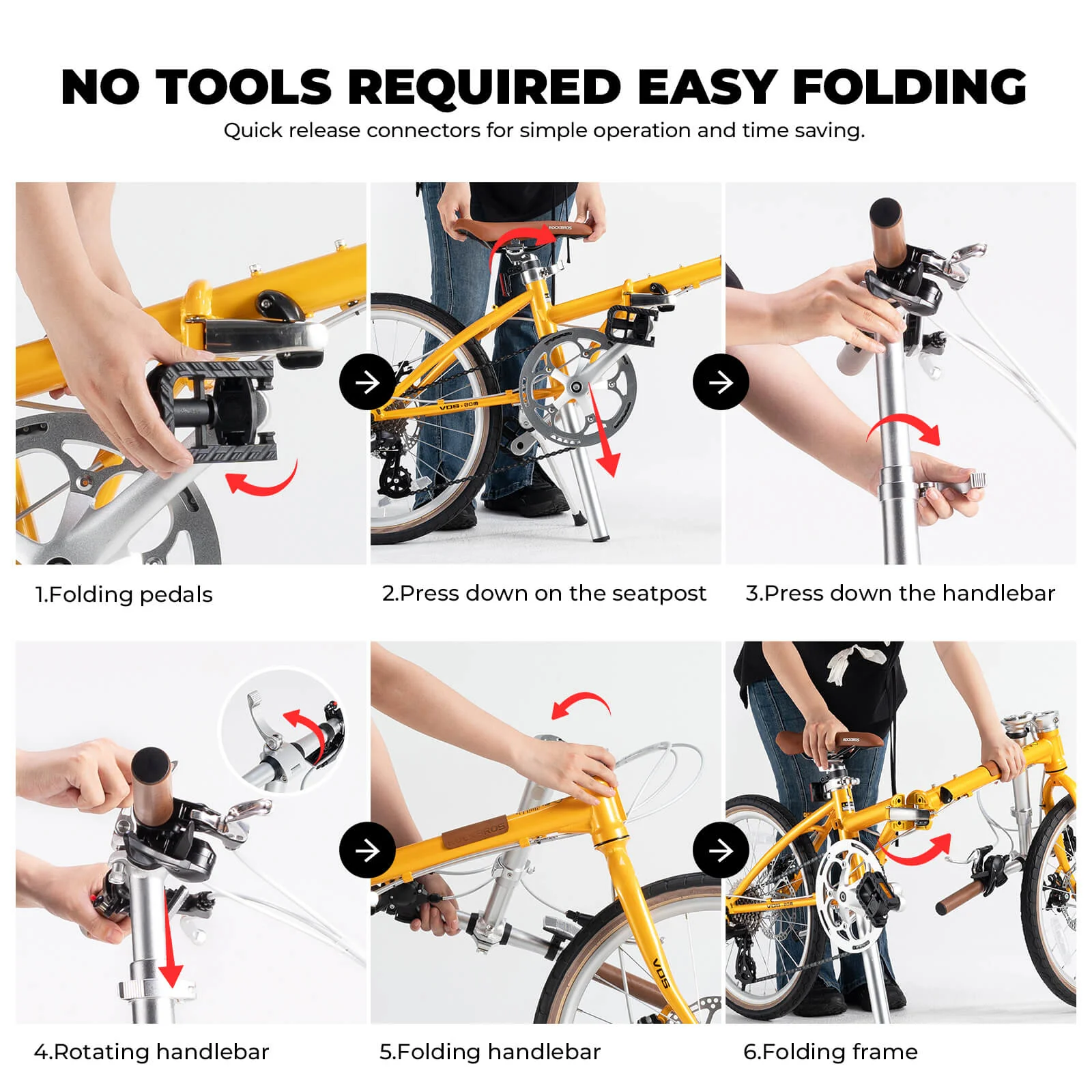 ROCKBROS VDS 20 Inch Folding Bike 8 Speed 11-32T Cassette Disc Brake - Image 12
