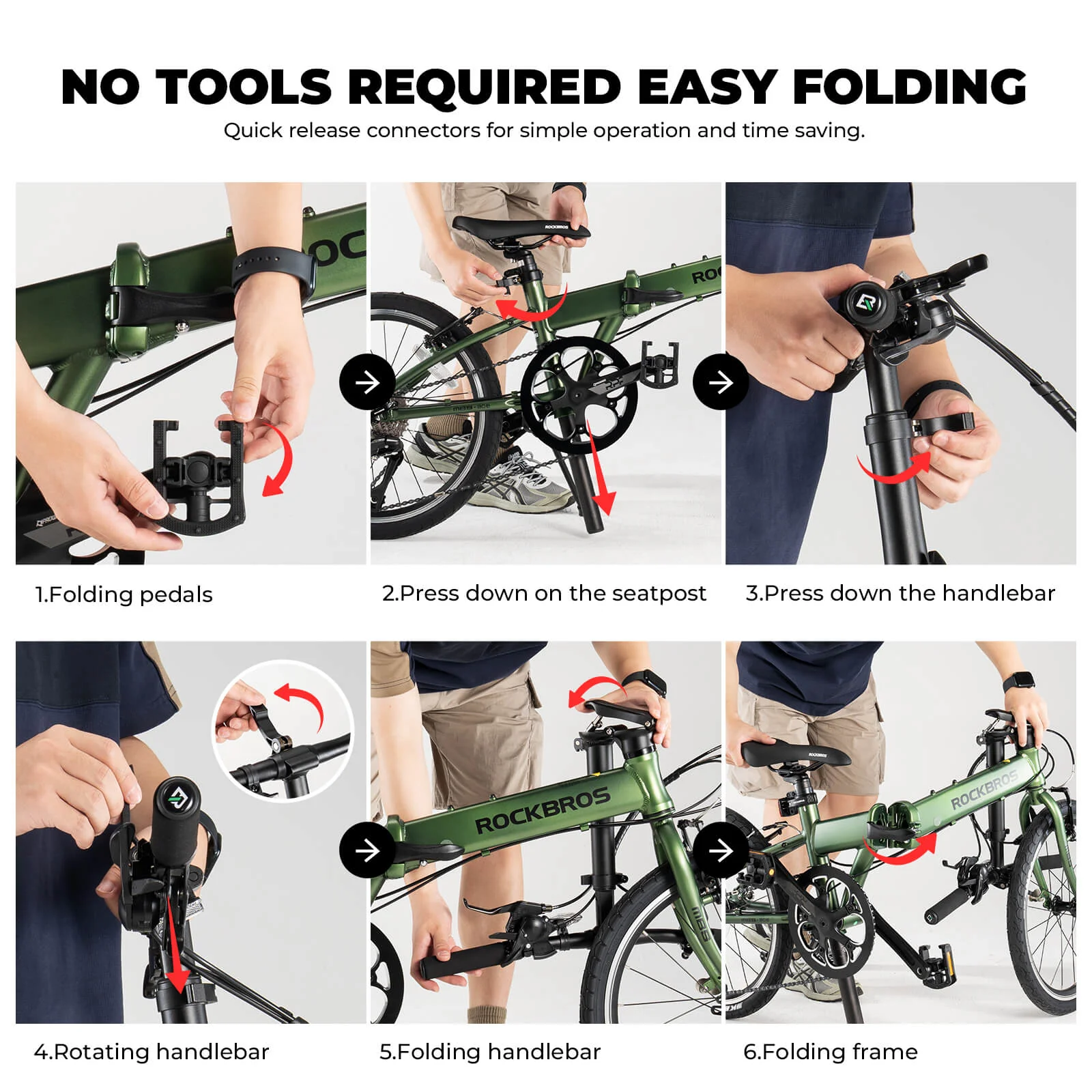 ROCKBROS VDS 20 Inch Folding Bike 8 Speed 11-32T Cassette Disc Brake - Image 6